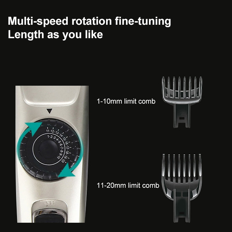 VGR V-031 5W USB Multi-size Controllable Self Trimming Hair Clipper - Hair Trimmer by VGR | Online Shopping UK | buy2fix