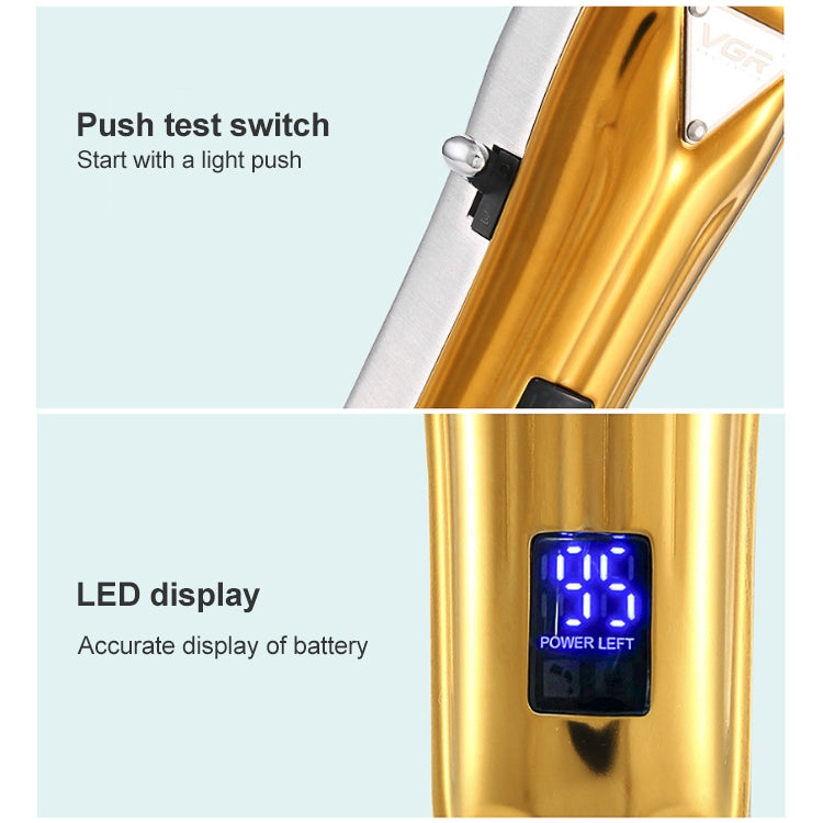VGR V-063 8W USB Household Portable Metal Hair Clipper with LCD Display(Gold) - Hair Trimmer by VGR | Online Shopping UK | buy2fix