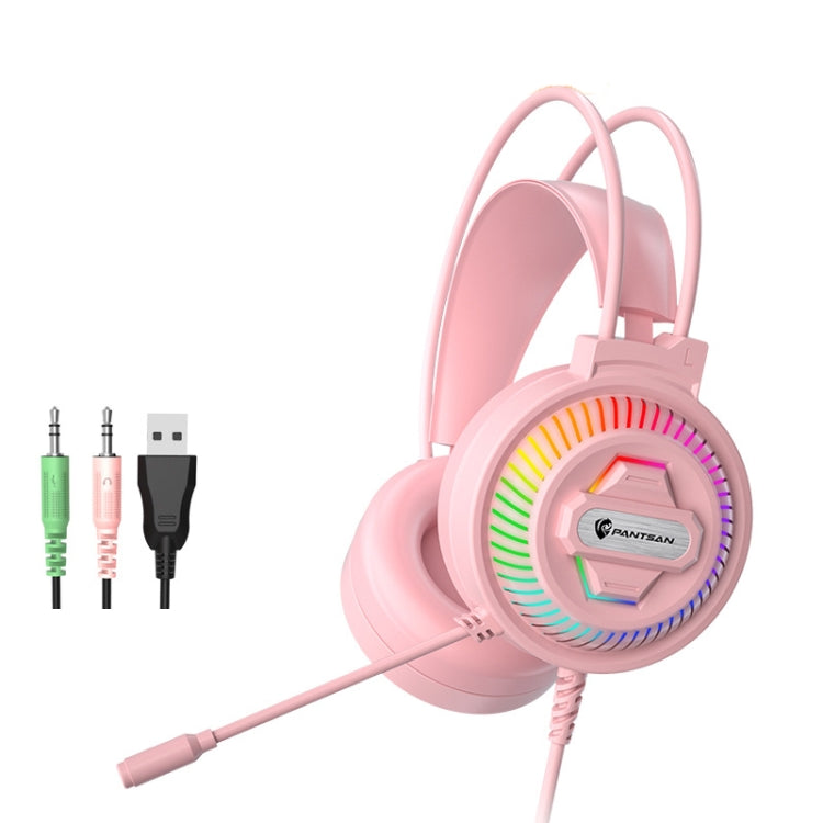 PANTSAN PSH-400 USB Computer Head-Mounted Luminous RGB Wired Headset, Specification:3.5mm Pink - Multimedia Headset by PANTSAN | Online Shopping UK | buy2fix