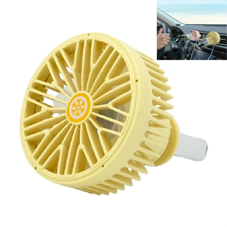 Car Vent Fan Multi-function USB Interface Mini LED Lamp Car Fan(Yellow) - Heating & Fans by buy2fix | Online Shopping UK | buy2fix