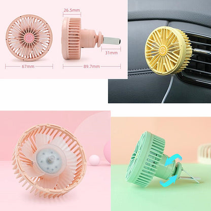 Car Vent Fan Multi-function USB Interface Mini LED Lamp Car Fan(Green) - Heating & Fans by buy2fix | Online Shopping UK | buy2fix