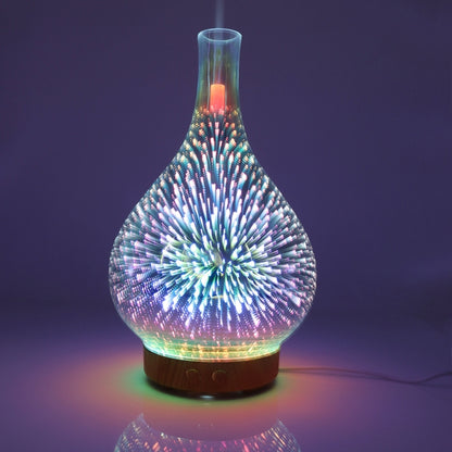 STB-XB10 3D Fireworks 7 Colors LED Night Light Air Humidifier Aroma Essential Oil Diffuser Mist Maker, Plug Type:EU Plug(Dark Wood Grain) - Home & Garden by buy2fix | Online Shopping UK | buy2fix