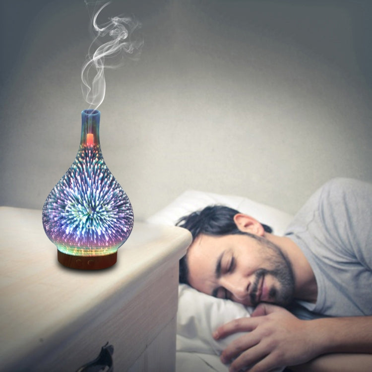 STB-XB10 3D Fireworks 7 Colors LED Night Light Air Humidifier Aroma Essential Oil Diffuser Mist Maker, Plug Type:AU Plug(Light Wood Grain) - Home & Garden by buy2fix | Online Shopping UK | buy2fix