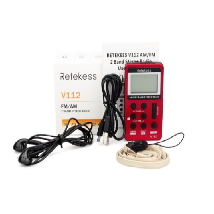 Retekess V-112 Mini Portable 1.5 inch LCD Display FM Radio with Lanyard & Earphone(Red) - Consumer Electronics by buy2fix | Online Shopping UK | buy2fix