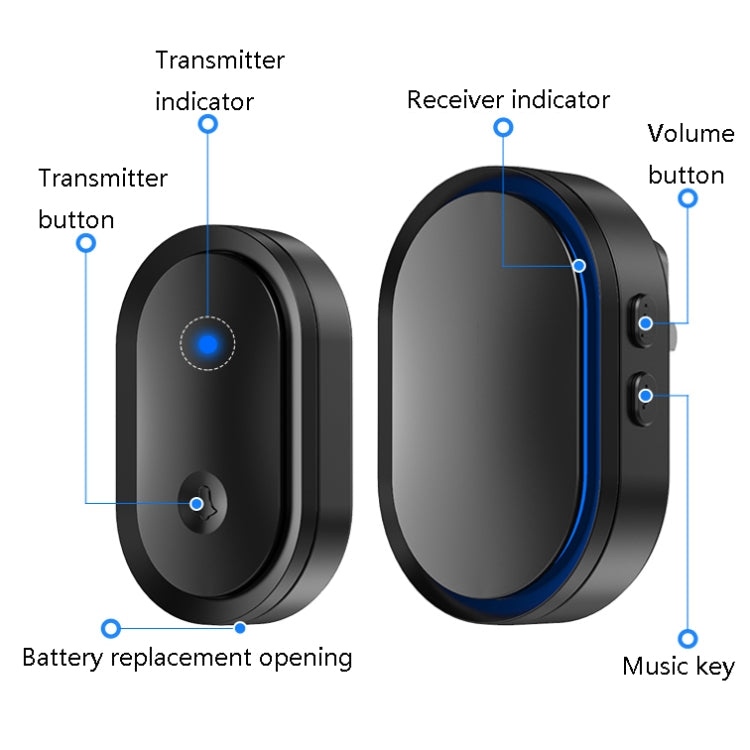 CACAZI A99 Home Smart Remote Control Doorbell Elderly Pager, Style:UK Plug(Black Gold) - Security by CACAZI | Online Shopping UK | buy2fix