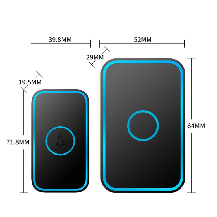 CACAZI A78 Long-Distance Wireless Doorbell Intelligent Remote Control Electronic Doorbell, Style:UK Plug(Elegant Black) - Security by CACAZI | Online Shopping UK | buy2fix