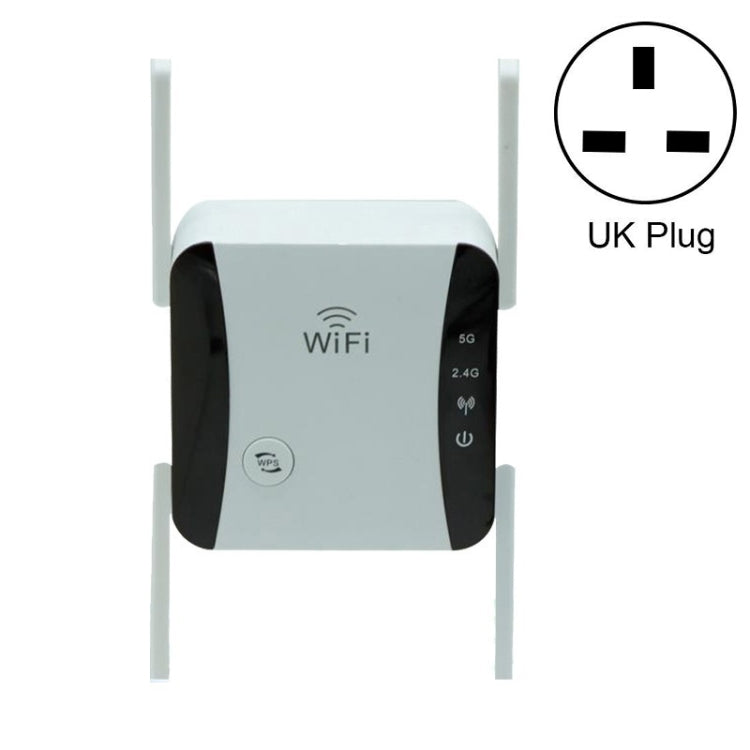 KP1200 1200Mbps Dual Band 5G WIFI Amplifier Wireless Signal Repeater, Specification:UK Plug(White) - Broadband Amplifiers by buy2fix | Online Shopping UK | buy2fix