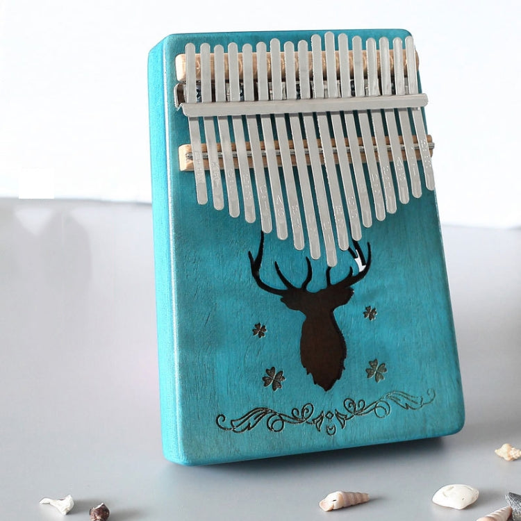 17-tone Kalimba Portable Thumb Piano, Style:Mahogany-Blue (Classic Deer) - Toys & Hobbies by buy2fix | Online Shopping UK | buy2fix