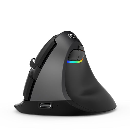 DELUX M618Mini Colorful Wireless Luminous Vertical Mouse Bluetooth Rechargeable Vertical Mouse(Classic black) - Computer & Networking by DELUX | Online Shopping UK | buy2fix