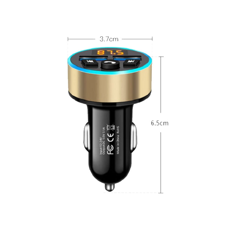 Halo Car MP3 Bluetooth Player Car Charger Car FM Transmitter 3.1A Car Charger(Elegant Black ) - In Car by buy2fix | Online Shopping UK | buy2fix