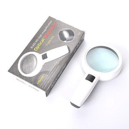 Handheld High-definition Lens with LED Light Reading and Maintenance Magnifying Glass for the Elderly, Style:110mm 30 Times Double Lens - Consumer Electronics by buy2fix | Online Shopping UK | buy2fix