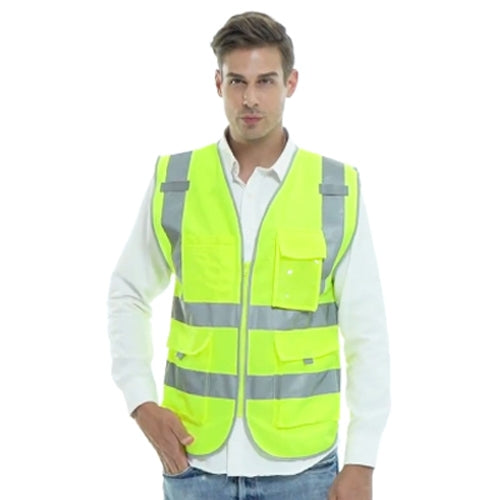 Multi-pockets Safety Vest Reflective Workwear Clothing, Size:XXL-Chest 130cm(Yellow) - Reflective Safety Clothing by buy2fix | Online Shopping UK | buy2fix