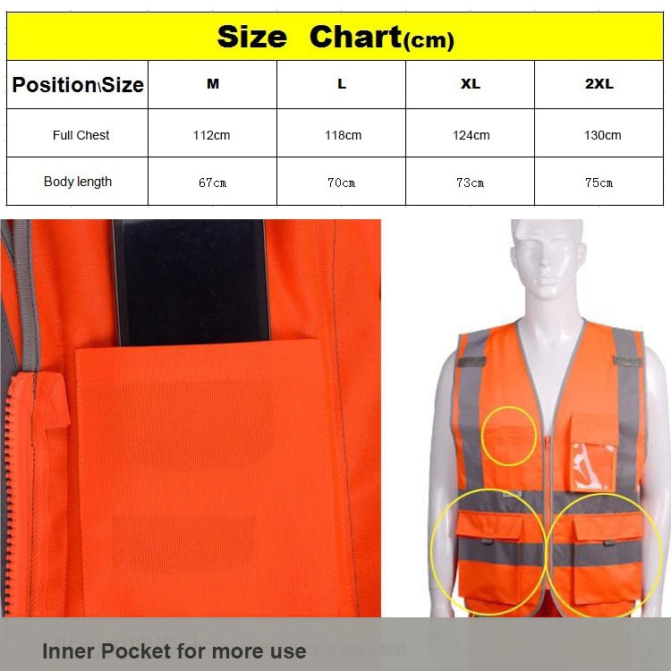 Multi-pockets Safety Vest Reflective Workwear Clothing, Size:XXL-Chest 130cm(Yellow) - Reflective Safety Clothing by buy2fix | Online Shopping UK | buy2fix