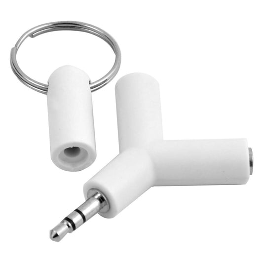 Mini Y Shaped 3.5mm Male to Double 3.5mm Female Jack Audio Headset Adapter Connector Keychain(White) - Computer & Networking by buy2fix | Online Shopping UK | buy2fix