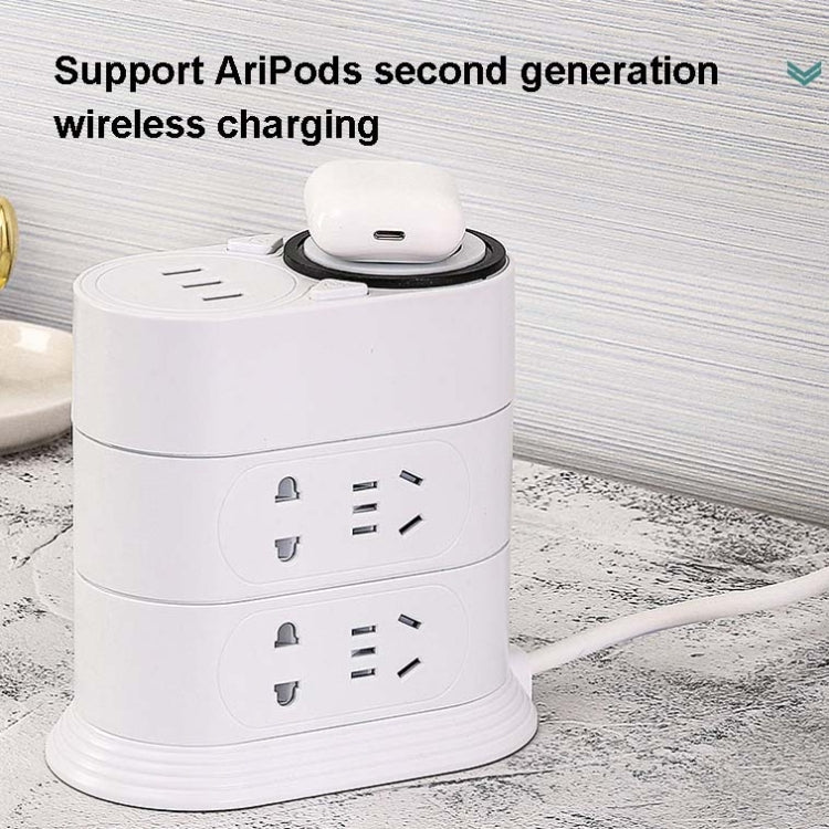 Mobile Phone Wireless Charging Socket Creative Smart USB Power Strip Multi-Function Desktop Vertical Power Strip, CN Plug, Specification: 5 Meters, Style:3 Layer(Black) - Consumer Electronics by buy2fix | Online Shopping UK | buy2fix