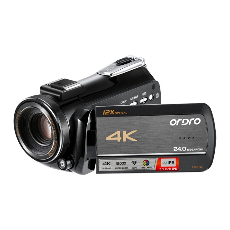 ORDRO AC5 4K HD Night Vision WiFi 12X Optical Zoom Digital Video DV Camera Camcorder, Style:Standard(Black) - Video Cameras by ORDRO | Online Shopping UK | buy2fix