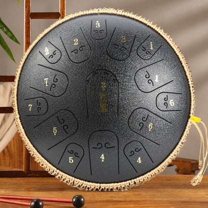 15-Tone Ethereal Drum 14-Inch Steel Tongue Drum Hollow Drum Sanskrit Drummer Disc(Black) - Percussion Instruments by buy2fix | Online Shopping UK | buy2fix