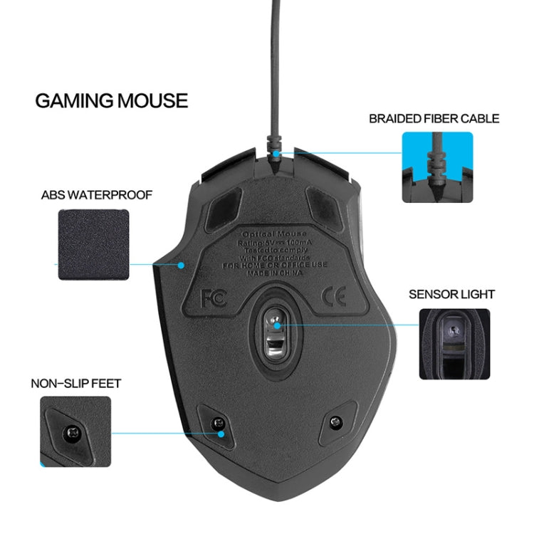 Inphic PW1 Game Mute Macro Definition Illuminated Wired Mouse, Cable Length: 1.5m(Black Game Version) - Computer & Networking by Inphic | Online Shopping UK | buy2fix