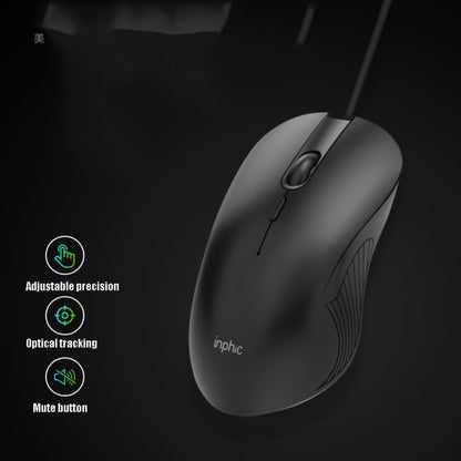 Inphic PB1 Business Office Mute Macro Definition Gaming Wired Mouse, Cable Length: 1.5m, Colour: Matte White Breathing Light - Wired Mice by Inphic | Online Shopping UK | buy2fix