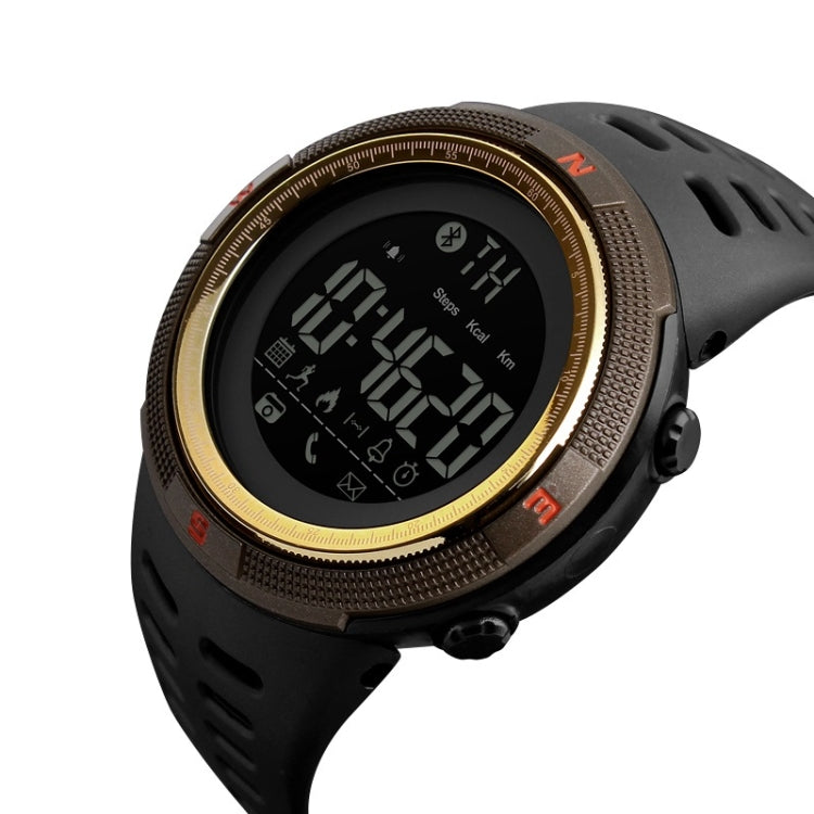 SKMEI 1250 Men Outdoor Waterproof Sports Digital Watch Multi-Function Watch(Coffee/Gold) - Leather Strap Watches by SKMEI | Online Shopping UK | buy2fix