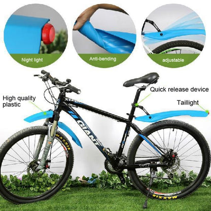 Bicycle Fender With LED Taillights Mountain Bike Fender Quick Release 26 Inch Riding Accessories(White) - Outdoor & Sports by buy2fix | Online Shopping UK | buy2fix