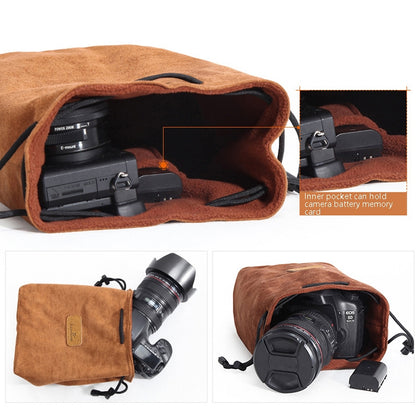 S.C.COTTON Liner Shockproof Digital Protection Portable SLR Lens Bag Micro Single Camera Bag Round Gray L - Camera Accessories by S.C.COTTON | Online Shopping UK | buy2fix