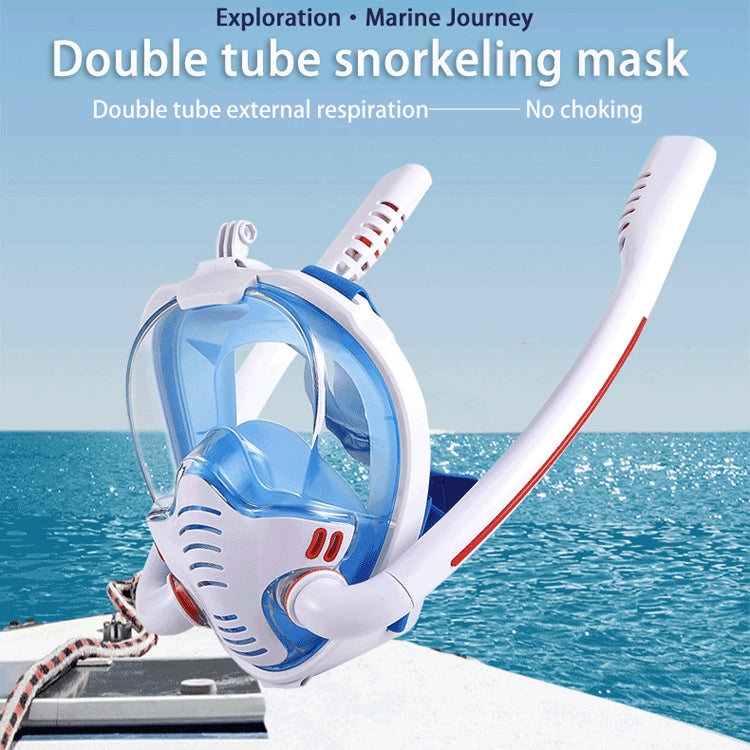 Snorkeling Mask Double Tube Silicone Full Dry Diving Mask Adult Swimming Mask Diving Goggles, Size: L/XL(Black/Blue) - DJI & GoPro Accessories by buy2fix | Online Shopping UK | buy2fix