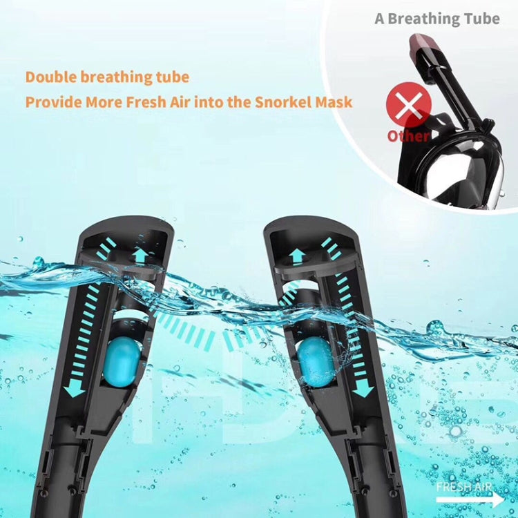 Snorkeling Mask Double Tube Silicone Full Dry Diving Mask Adult Swimming Mask Diving Goggles, Size: L/XL(Black/Blue) - DJI & GoPro Accessories by buy2fix | Online Shopping UK | buy2fix