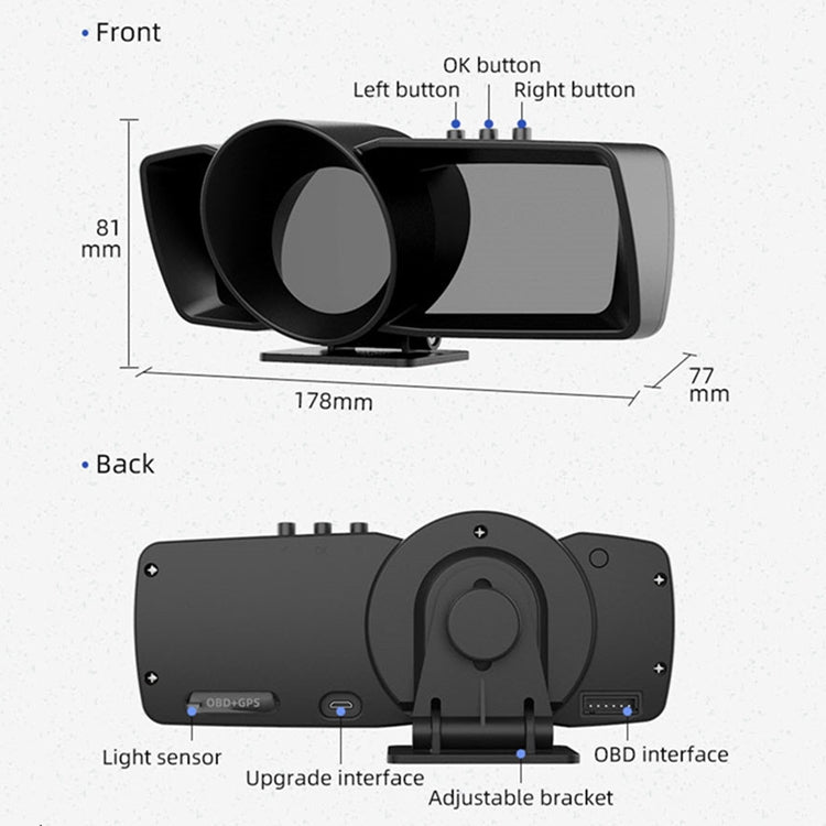 AP-7 HUD Head-Up Display OBD GPS Dual System Driving Computer Modified LCD Code Table - Head Up Display System by buy2fix | Online Shopping UK | buy2fix