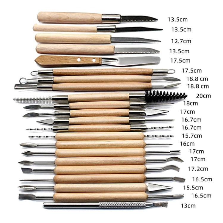 30 In 1 Wooden Pottery Clay Tools Multi-Function Clay Sculpture Tools - Home & Garden by buy2fix | Online Shopping UK | buy2fix