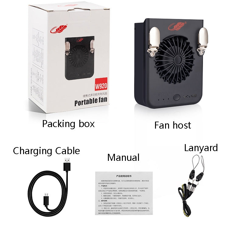 W920 Hanging Waist Hanging Neck Small Fan Outdoor Portable Handheld Usb Charging Turbine Cycle Fan(Black) - Consumer Electronics by buy2fix | Online Shopping UK | buy2fix