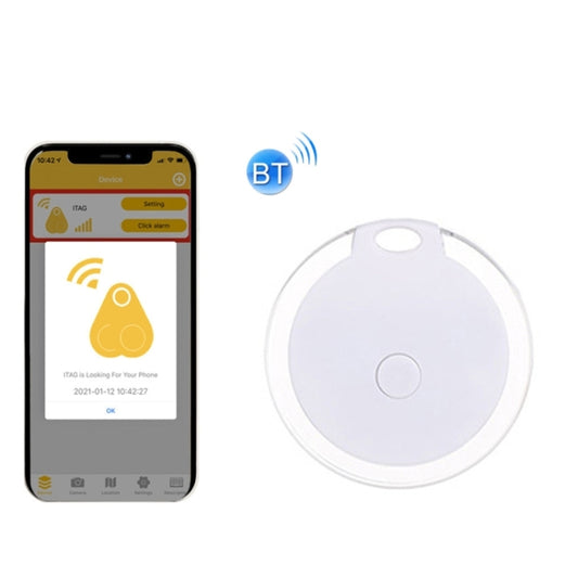 2 PCS Round Bluetooth Anti-Lost Device Mobile Phone Key Two-Way Object Finding Alarm( White) - Security by buy2fix | Online Shopping UK | buy2fix