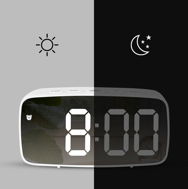 Mirror Bedside Alarm Clock Battery Plug-In Dual-Purpose LED Clock, Colour: Rectangle Black Shell (Black Surface Red light) - Home & Garden by buy2fix | Online Shopping UK | buy2fix