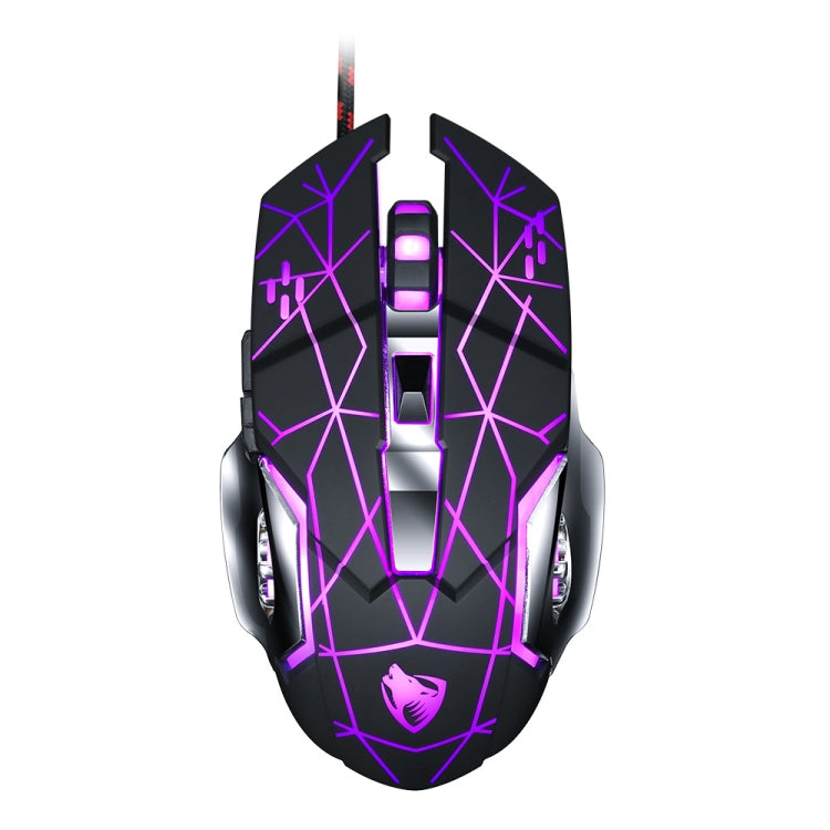 T-WOLF V6 USB Interface 6-Buttons 3200 DPI Wired Mouse Gaming Mechanical Macro Programming 7-Color Luminous Gaming Mouse, Cable Length: 1.5m(Macro Definition Silent Version Star Color) - Wired Mice by T-WOLF | Online Shopping UK | buy2fix