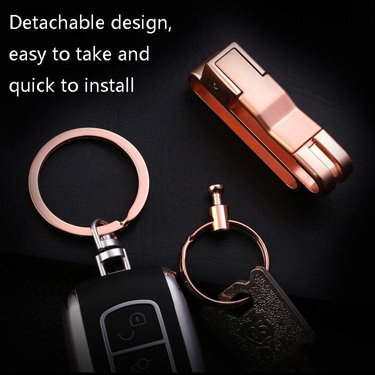 JOBON ZB-8782 Car Keychain Men Metal Anti-Lost Double Ring Detachable Keychain(Black Nickel) - Key Rings by JOBON | Online Shopping UK | buy2fix