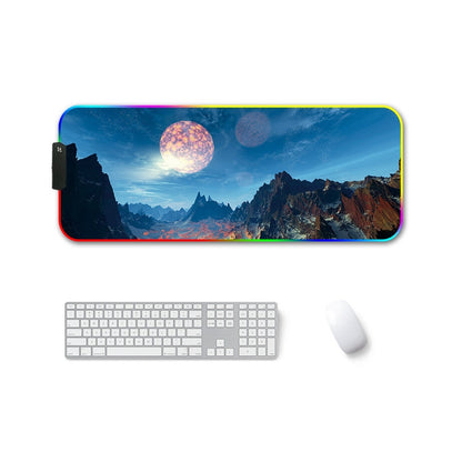 300x800x4mm F-01 Rubber Thermal Transfer RGB Luminous Non-Slip Mouse Pad(Snow Peak) - Mouse Pads by buy2fix | Online Shopping UK | buy2fix