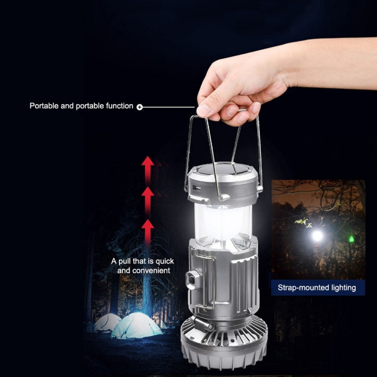 Outdoor Solar Fan Light Camping Light Portable Stretch Switch Horse Lantern, EU Plug, Type: 9399F Silver - Camping Lighting by buy2fix | Online Shopping UK | buy2fix
