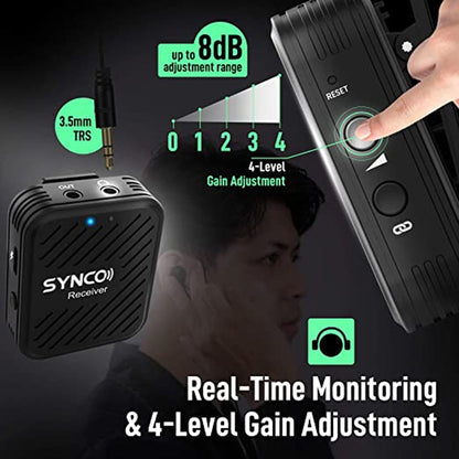 SYNCO Engragal  Wireless Microphone System 2.4GHz Interview Lavalier Lapel Mic Receiver Kit For Phones DSLR Tablet Camcorder,Configuration G1 (A2) - Consumer Electronics by buy2fix | Online Shopping UK | buy2fix