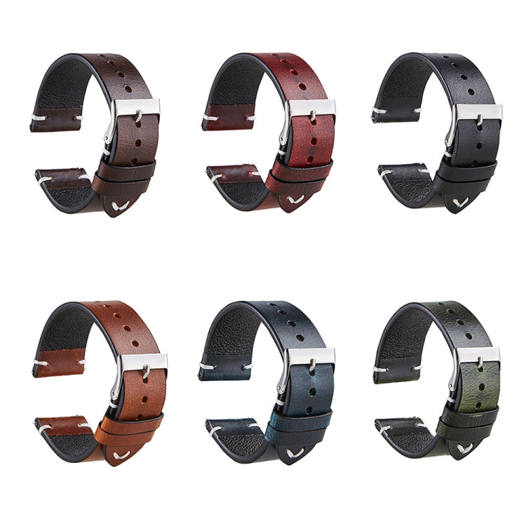 HB001 Color-Changing Retro Oil Wax Leather Universal Watch Band, Size: 20mm(Light Brown) - 20mm Bands by buy2fix | Online Shopping UK | buy2fix