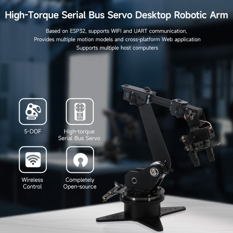 Waveshare High-Torque Serial Bus Servo, Desktop Robotic Arm Kit, Based On ESP32, 5-DOF, Plug:UK Plug - Modules Expansions Accessories by WAVESHARE | Online Shopping UK | buy2fix