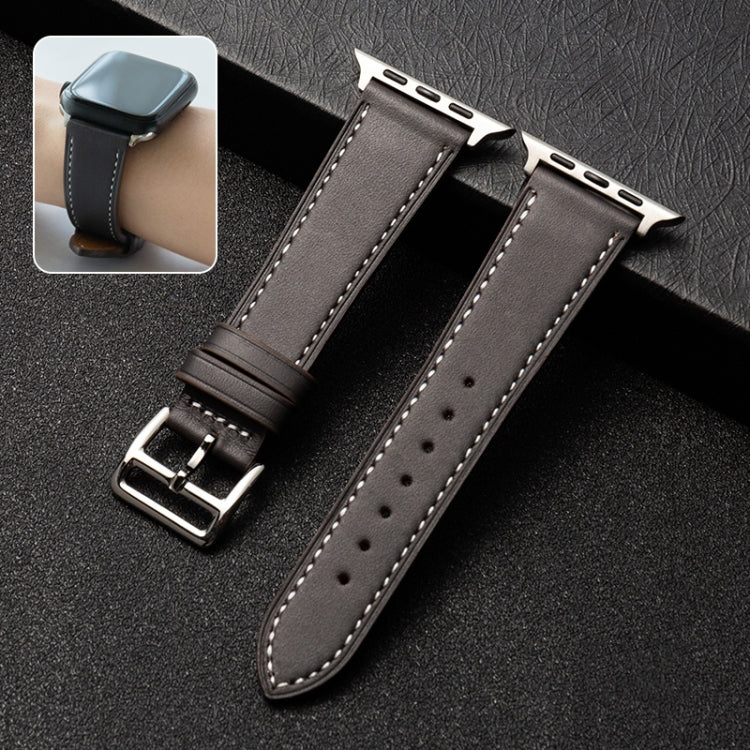 Cowhide Leather Strap Watch Band For Apple Watch Ultra 49mm / Series 8&7 45mm / SE 2&6&SE&5&4 44mm / 3&2&1 42mm(Dark Brown) - Watch Bands by buy2fix | Online Shopping UK | buy2fix