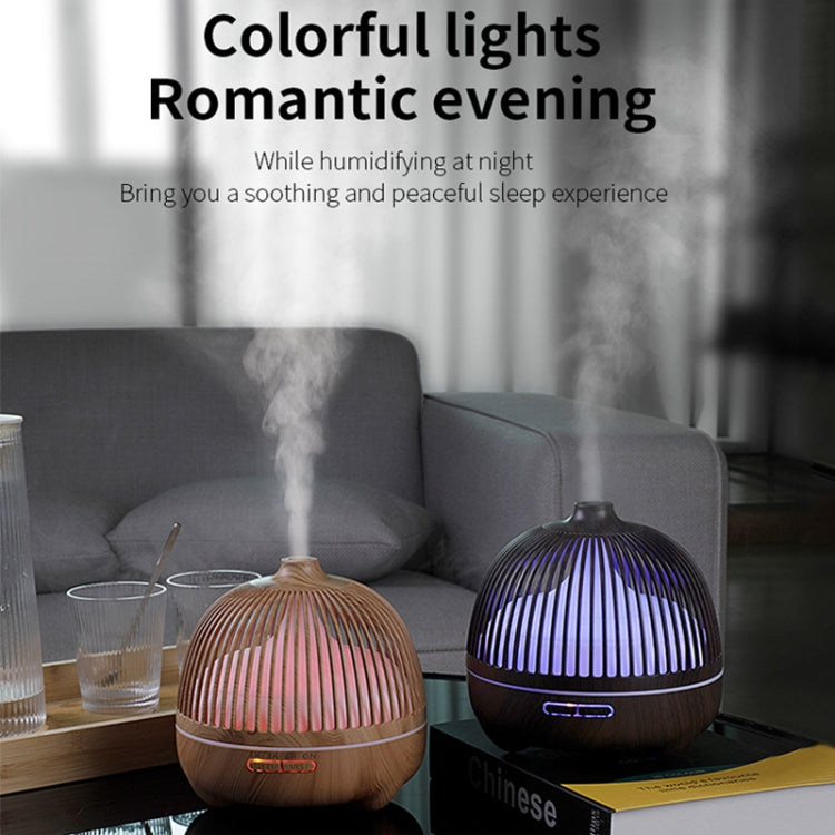 Bird Cage Wood Graphic Aromatherapy Machine Ultrasonic Smart Home Colorful Night Light Hollow Humidifier, Product specifications: UK Plug(Light Wood Pattern) - Home & Garden by buy2fix | Online Shopping UK | buy2fix