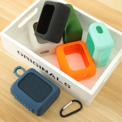 For JBL GO3 Bluetooth Speaker Silicone Cover Portable Protective Case with Carabiner(Dark Blue) - Protective Case by buy2fix | Online Shopping UK | buy2fix