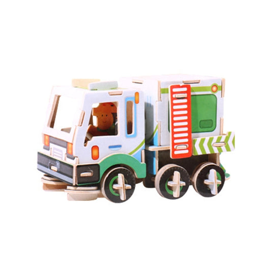 3 PCS 512 Children Wooden Assembled Car Engineering Vehicle Excavator Assembling Toy(Cleaners) - Puzzle Toys by buy2fix | Online Shopping UK | buy2fix