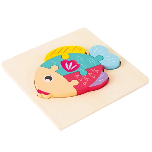 3 PCS Early Childhood Education Wooden Three-Dimensional Jigsaw Puzzle Toy(Fish) - Puzzle Toys by buy2fix | Online Shopping UK | buy2fix