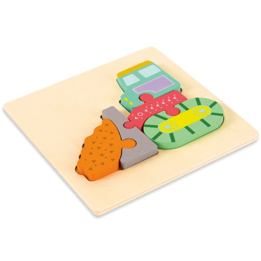 3 PCS Early Childhood Education Wooden Three-Dimensional Jigsaw Puzzle Toy(Bulldozer) - Puzzle Toys by buy2fix | Online Shopping UK | buy2fix