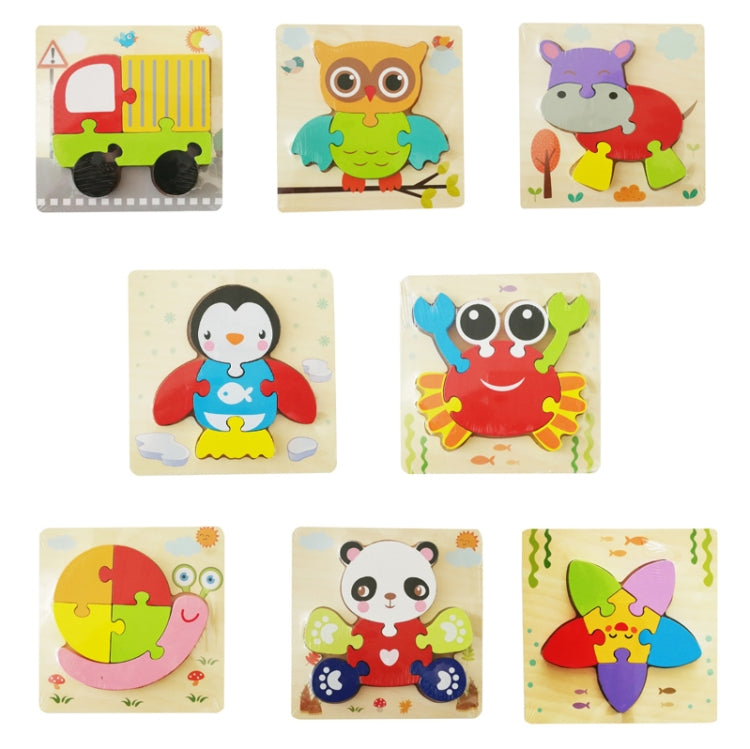 3 PCS Early Childhood Education Wooden Three-Dimensional Jigsaw Puzzle Toy(Y-Crab) - Puzzle Toys by buy2fix | Online Shopping UK | buy2fix