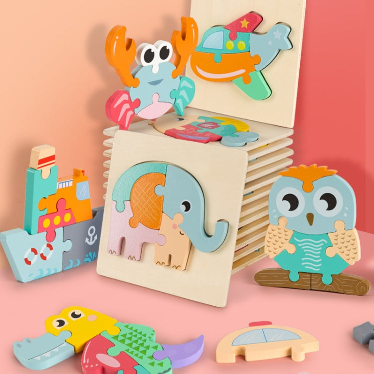 3 PCS Early Childhood Education Wooden Three-Dimensional Jigsaw Puzzle Toy(S-Cock) - Puzzle Toys by buy2fix | Online Shopping UK | buy2fix