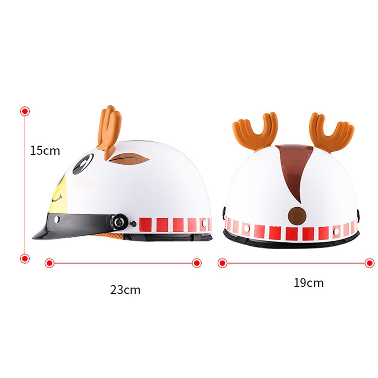 BYB 820 Children Four Seasons Universal Cartoon Electric Motorcycle Helmet, Specification: Tea Color Short Lens(Four Seasons White Cat) - In Car by buy2fix | Online Shopping UK | buy2fix