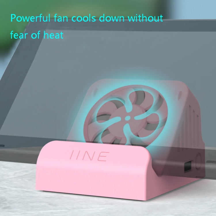 IINE Portable Video Conversion Base With Fan Cooling HDMI Video Converter For Nintendo Switch(Pink-L389) - Holder by IINE | Online Shopping UK | buy2fix